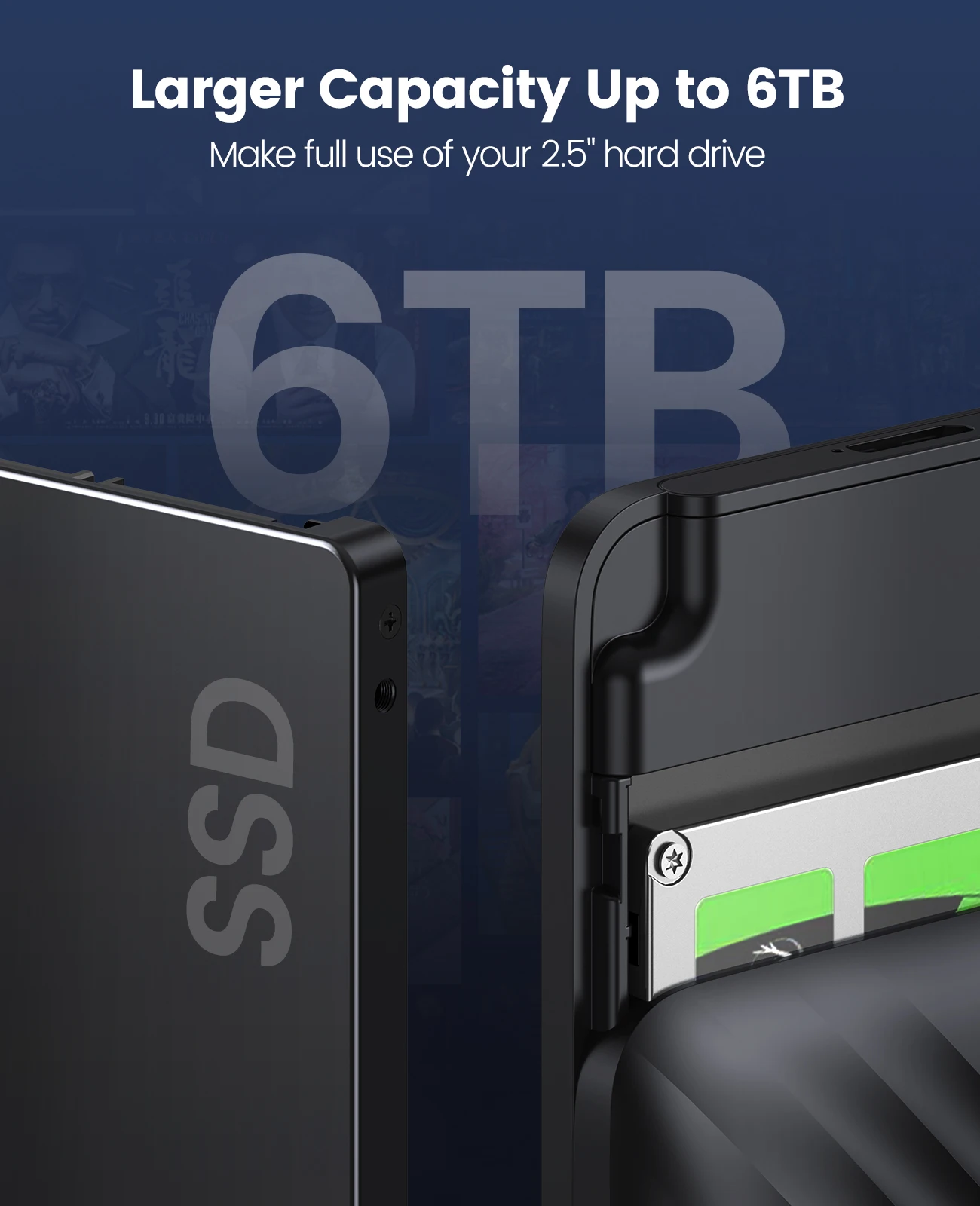 Hard Drive Enclosure ORICO USB3.0 5Gbps 2.5 Inch SATA to Micro B HDD SSD Case Support Auto Sleep for PC Laptop Notebook HDD