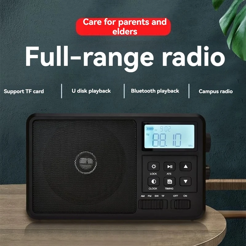 Y45A-Portable Internet Radio Best Reception FM Bluetooth Radios Speaker LCD Screen Support Alarm Clock Sleep Timer