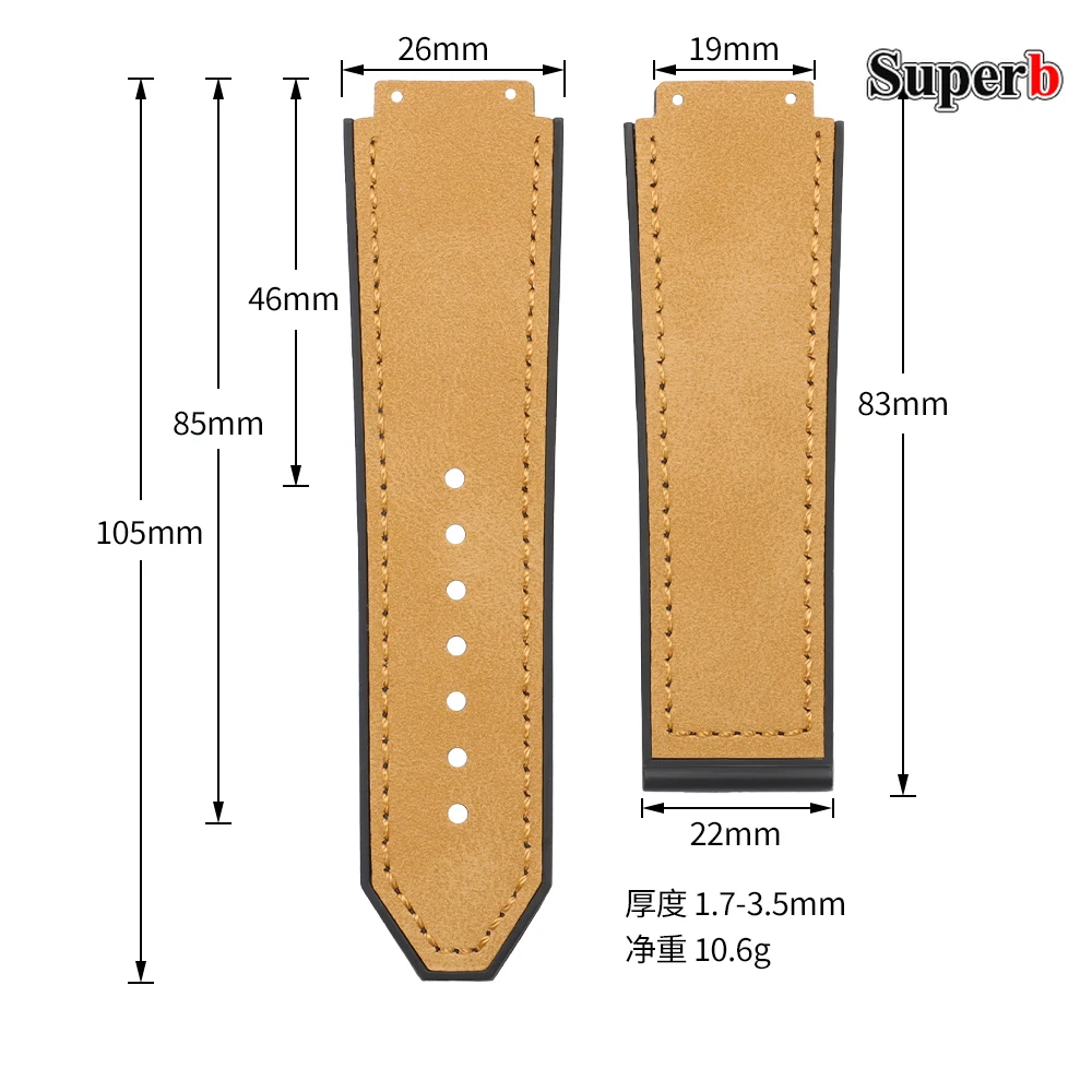 Multicolored Texture Matte Cowide Soft Waterproof Watchbands, 19x26mm