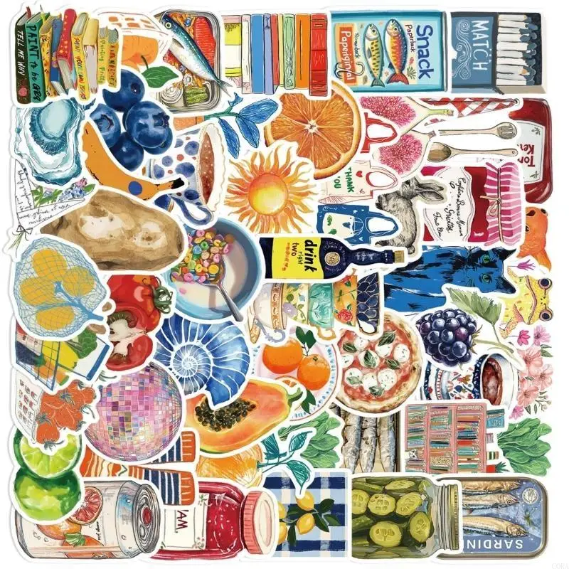 CORA 50 PCS 미적 PVC 스티커 노트북 수하물 스케이트 보드 사용자 정의를위한 이동식 데칼