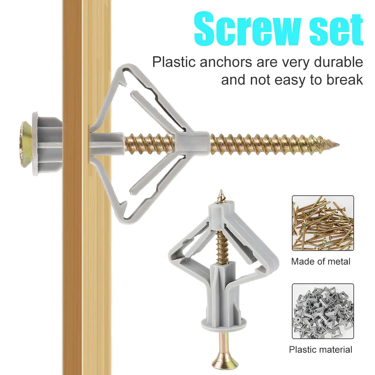 Plastic Metal Drywall Anchor Kit for Hanging Items