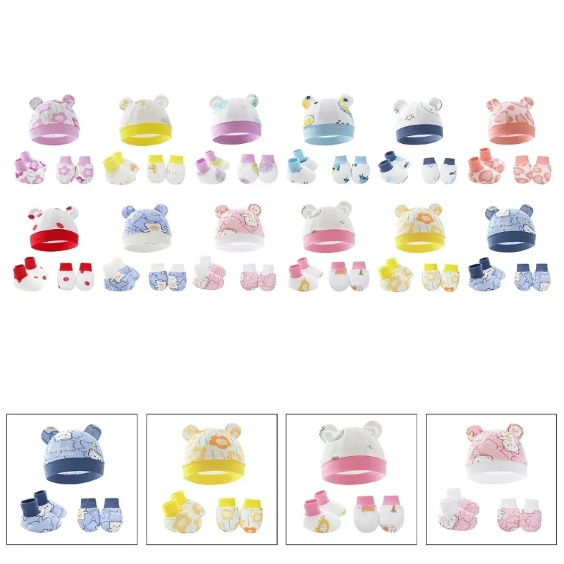 Newborn Baby Cap No Scratch Mittens Baby Gloves Sock Set Newborn Hospital Hat Newborn Baby Mittens Anti Scratch 1