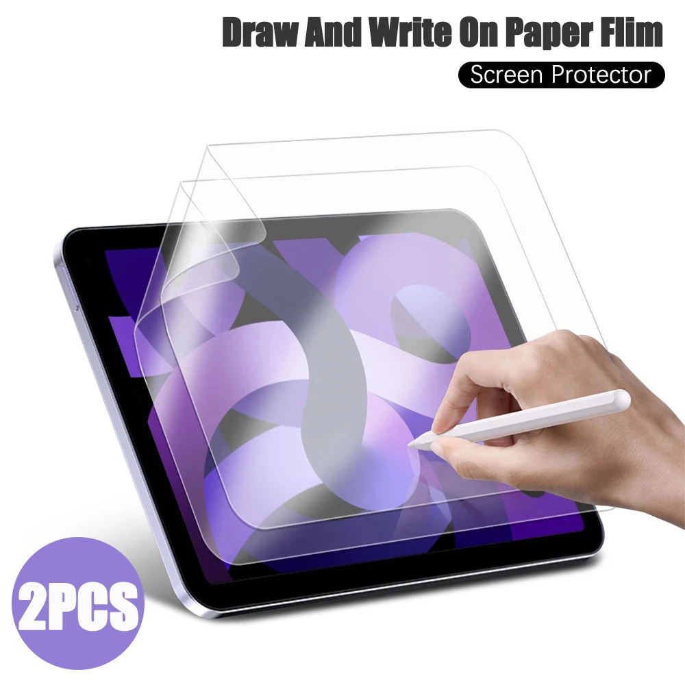 애플 아이패드 종이 느낌 화면 보호대, 애플 아이패드 9.7 에어 2 3 4 5 10.5 10.9 2021 프로 11 10.2 7 8 9 세대 미니 1 2 3 4 5 6 용, 2 개