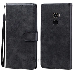 Leather Flip Wallet Phone Case with Book Cover Design for Xiaomi Mi Mix 2 (Black)