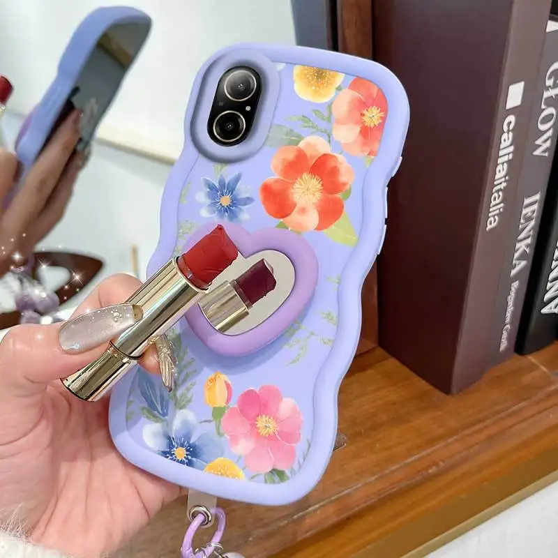 Pink Floral Phone Case Set with Lanyard and Stand - 3 Piece Set