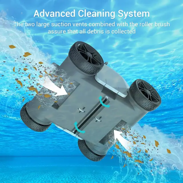 AIPER Cordless Robotic Pool Vacuum For Above Ground Pools - 90 Min Runtime, Cleans Up To 860 Sq Ft