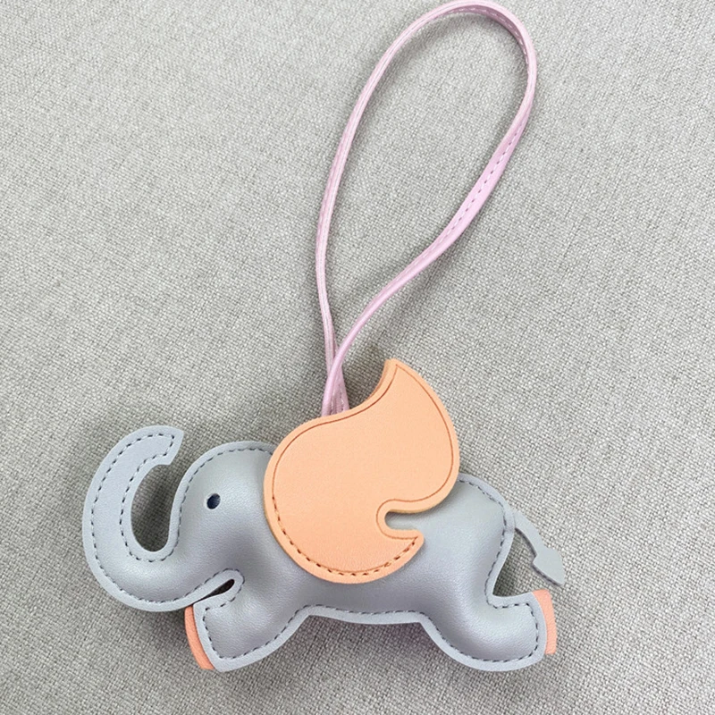 Trendy designer pu lederen vleugel vliegende olifant hanger sleutelhanger decoratie voor dames tas charme accessorie ornament cadeau