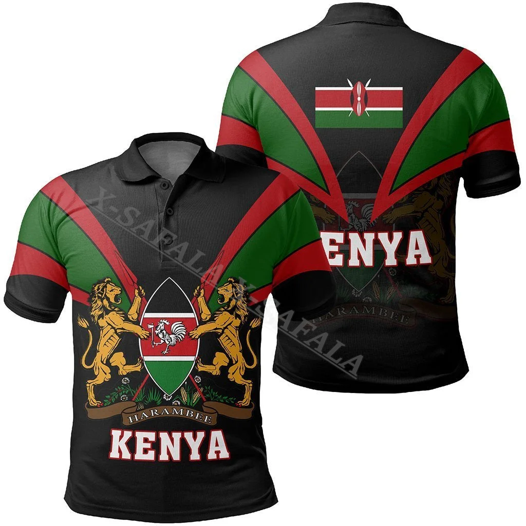 

Kenya National Flag and Emblem 3D Print Polo Shirt Mens Collar Short Sleeve Streetwear Casual Top New Summer Shirt-5