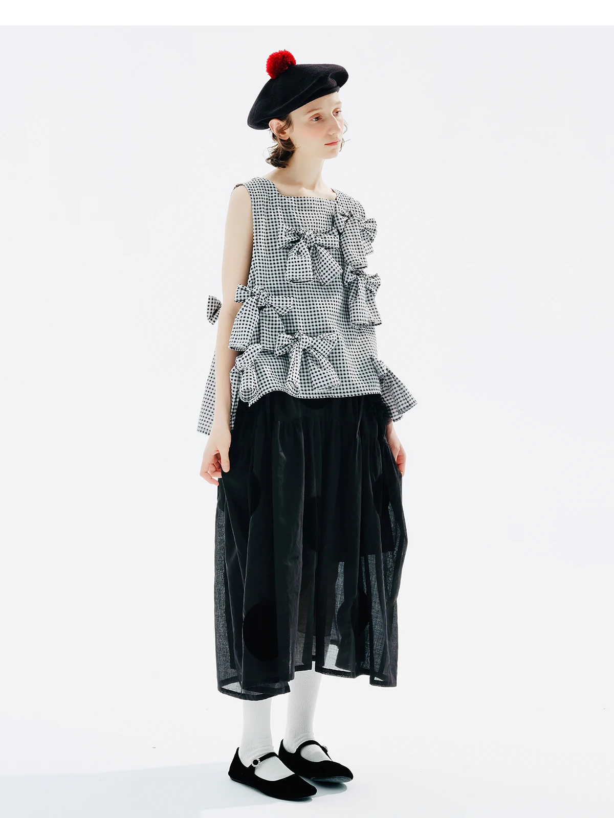 Polka Dot Decal Long Skirt