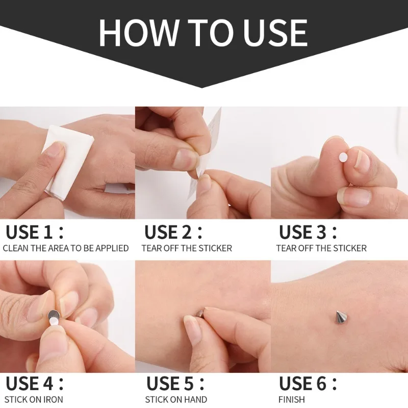 Stainless Steel Fake Nose Ring Sticker Non Piercied Lip Nails Ear Stud for Women Men Pack Fake Eyebrow Lip Piercing Body Jewelry 6