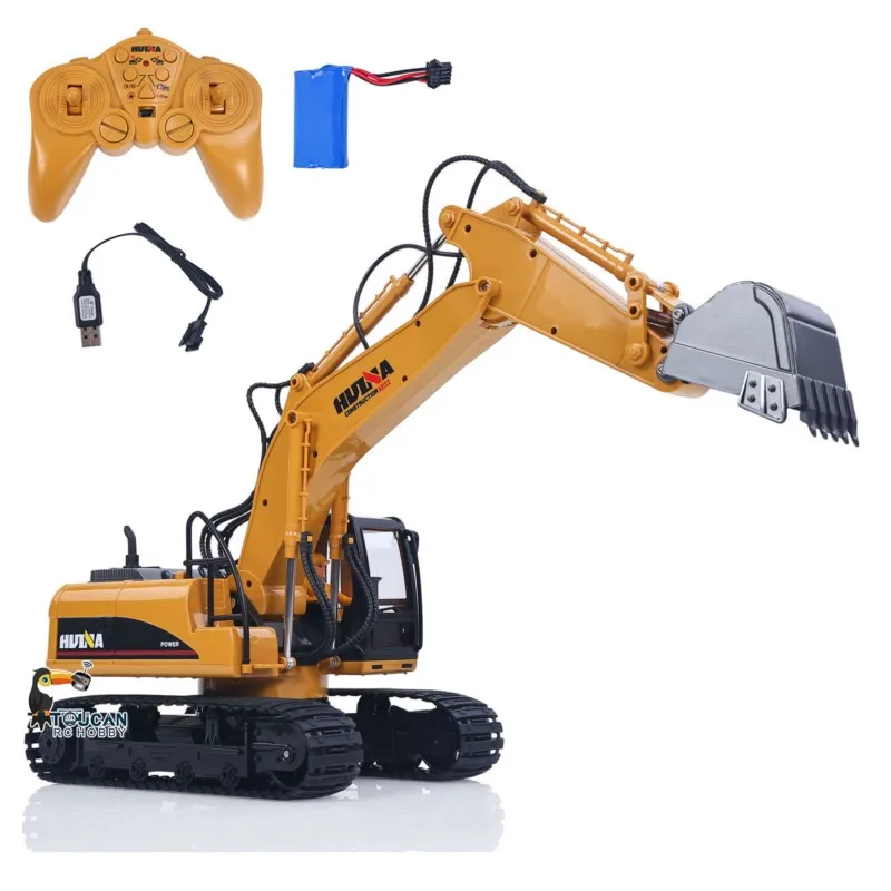 HUINA RTR 1/14 RC 전동 굴삭기 1535 원격 조종 굴착기 15CH 2.4G 무선 완제품 배터리 사운드 조명 효과 모델 장난감