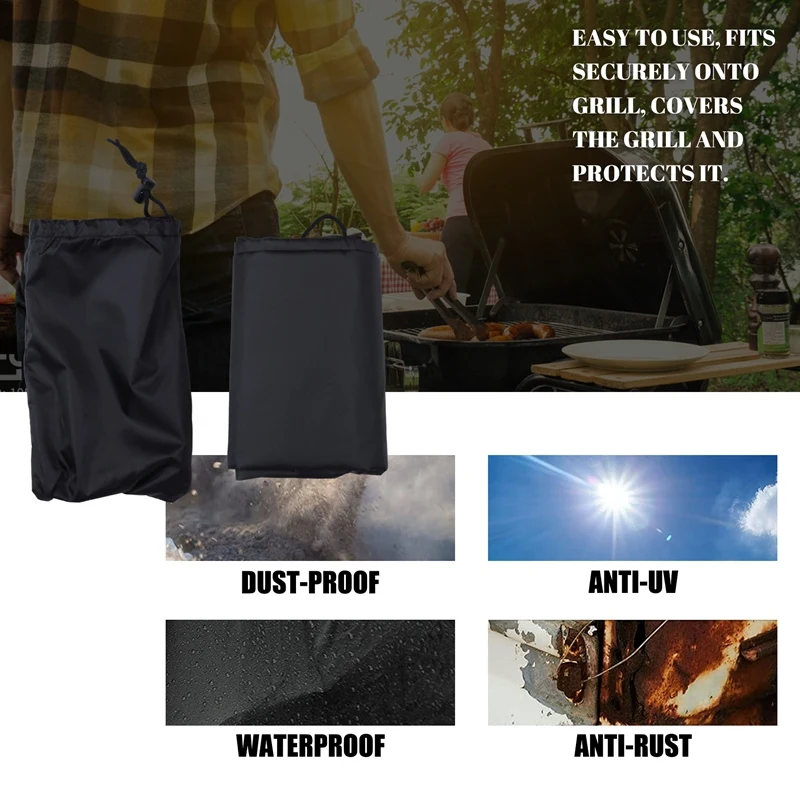 Waterproof BBQ Cover Barbeque Rolling Cart Grill Cover For Weber Q1000 Q2000 Series Protector ,UV Resistant