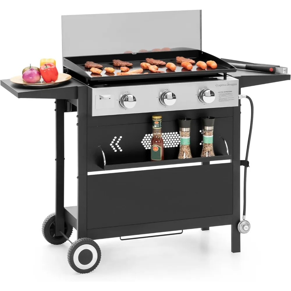 

4 Burner Extra Large BBQ Grill, Ceramic Coated Cast Iron Plate, Portable Flat Top Griddle Grill, Outdoor Cooking Grill