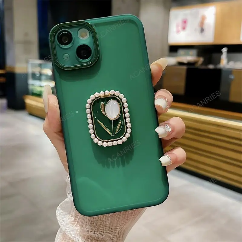Pour Iphone 14 Pro Max 15 Plus 13 12 11 XS XR X SE 8 7 support tulipe coque souple en silicone transparent Iphone14 housse de support_voghion.com