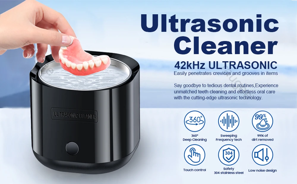 Description Picture 2 of itemUltrasonic Cleaner Mini Portable Washing Machine Ultrasonic Cleaning Bath For Retainers Dentures Jewelry Ultra Sonic Cleaner