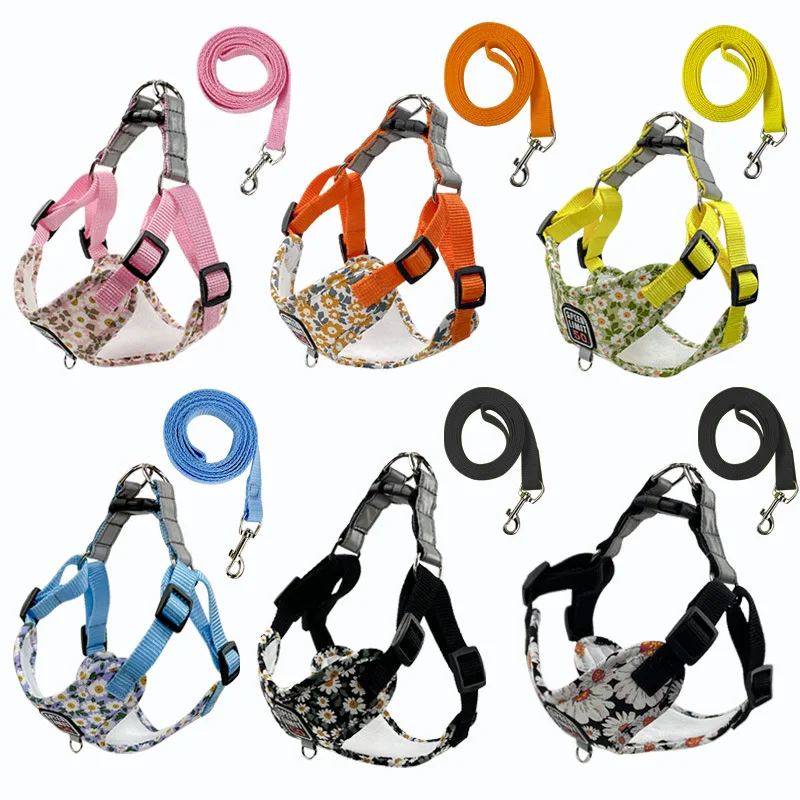 

Breathable Pet Dog Harness,Floral Reflective Harness,Cat and Dog Chest Strap,Vest for Small Dogs,Puppy Outdoor Walking Harnesses