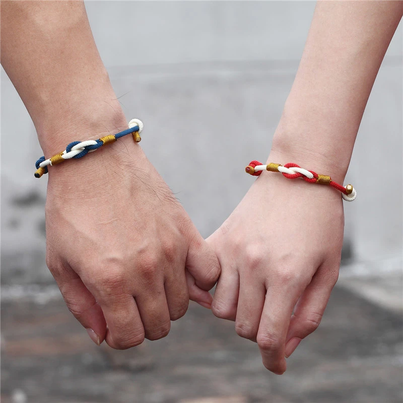 Pulsera hecha a para parejas, cadena con nudo concéntrico, su y su amor, atraer imanes entre sí, pulseras la suerte para amantes| | - AliExpress