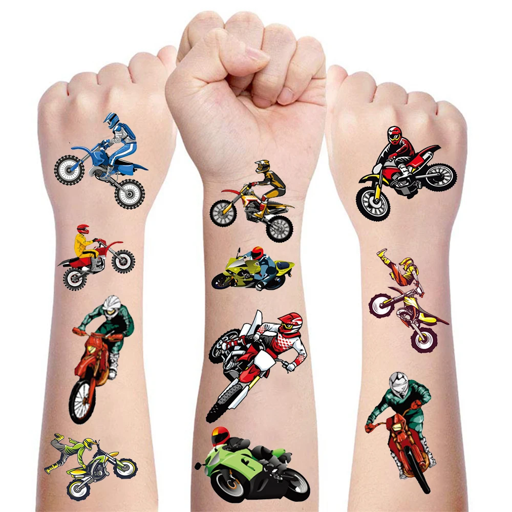

1pc Motocross Motorcycle Tattoo Sticker Dirt Bike Tattoos Kids Face Arm Art Tattoo Motorcycle birthday party decoration Gift toy
