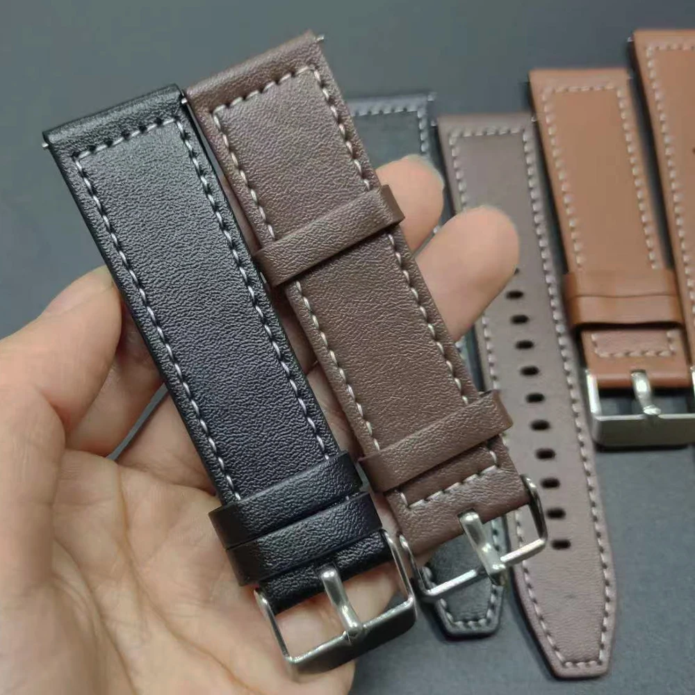 Luxury Leather Smartwatch Strap - Premium 20mm/22mm Band