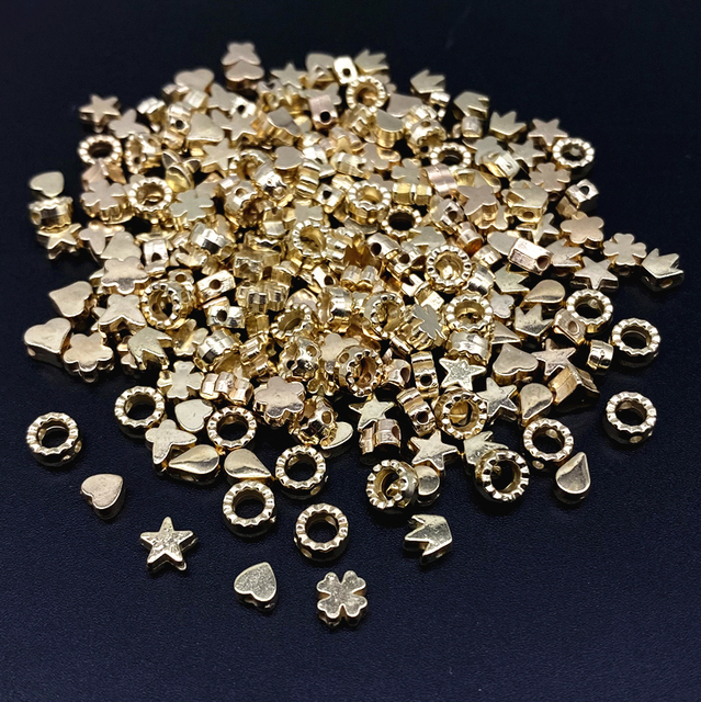 about 6mm Star Love Heart Gold Silver Color Loose Spacer CCB Acrylic Beads Jewelry Making Findings Charm Beads #ZZ04