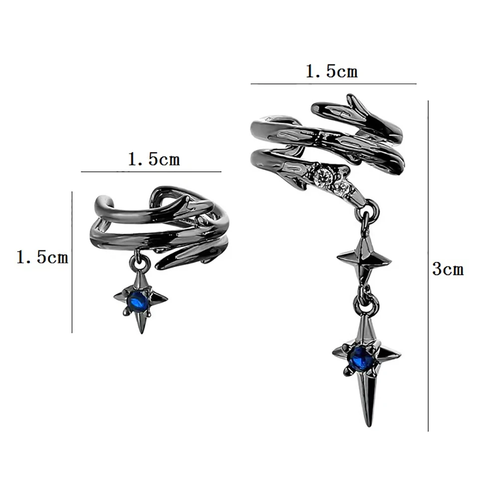 new dark style thorn asymmetrical ear clip for women, simple and versatile earrings without ear holes, high-end and elegant