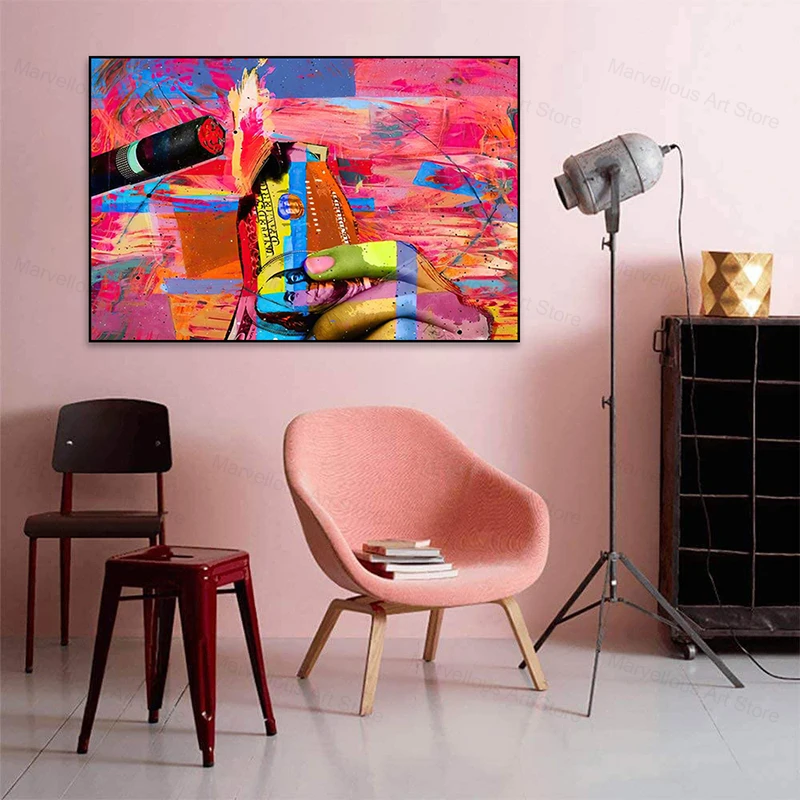 

Abstract Colorful Money To Blow Hustle Poster Prints Canvas Painting Modern Wall Art Pictures for Living Room Home Decoration