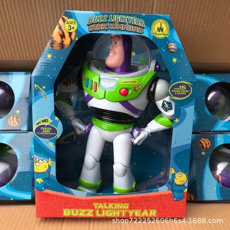 

Disney Toy Story 3 Buzz Lightyear Figure Toys PVC With Wings Lights Voices Speak Joint Movable Action Figures Model Kids Gift