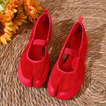 New Red Ballet Flats Trainers Women Split Toe Ballerina Tabi Walking Sneakers Woman Mary Jane Shoes Footwear 1