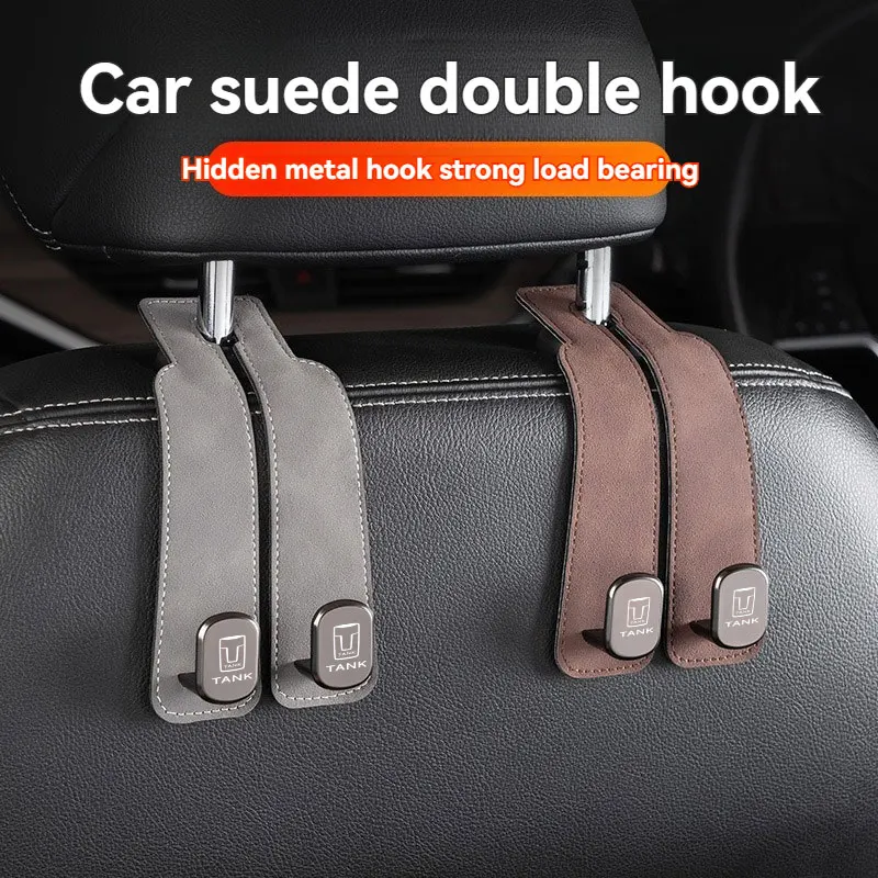 2 Ganci Portaoggetti Per Sedili Auto In Pelle Scamosciata Con Strass - Design A Doppio Gancio, Universali, Nero