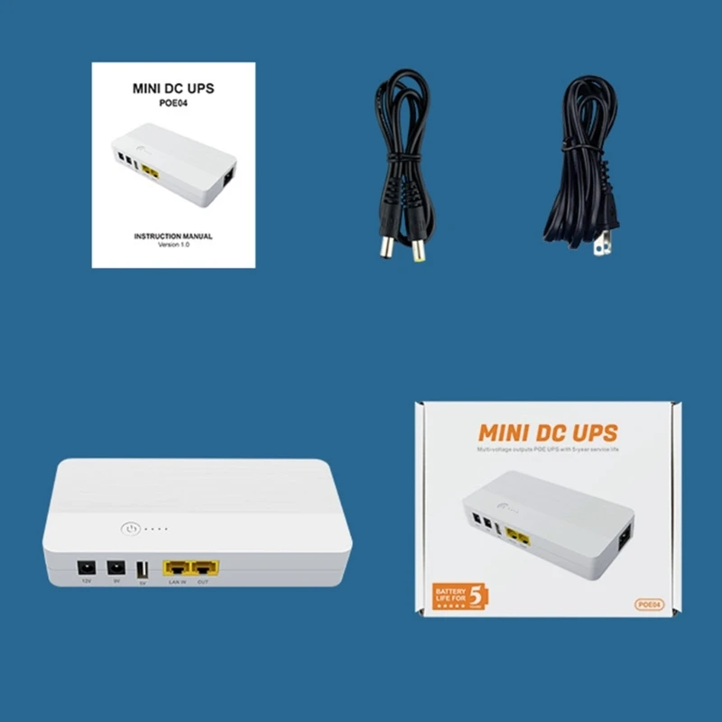Universal UPS Backup 8000mAh POE 48V 5V 9V 12V 5.5x5.5mm UPS Uninterrupted Power N58E 4