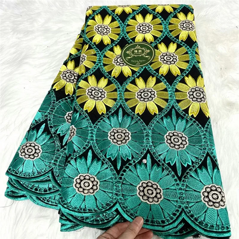 

5 yard Swiss lace fabric Lafaya heavy beaded embroidery African 100% cotton fabrics Swiss voile lace popular Dubai style 2L04222