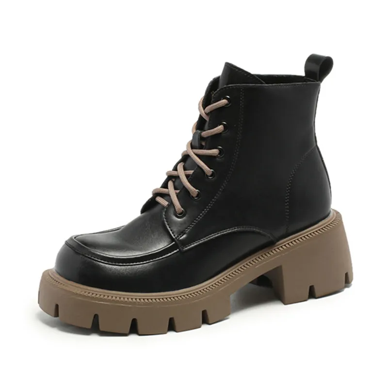 

Sexy Elegant And Fashionable Women's Denim Boots Round Toe Thick Sole Lace Up Charm Short Boots Zapatos De Mujer Envío Gratis