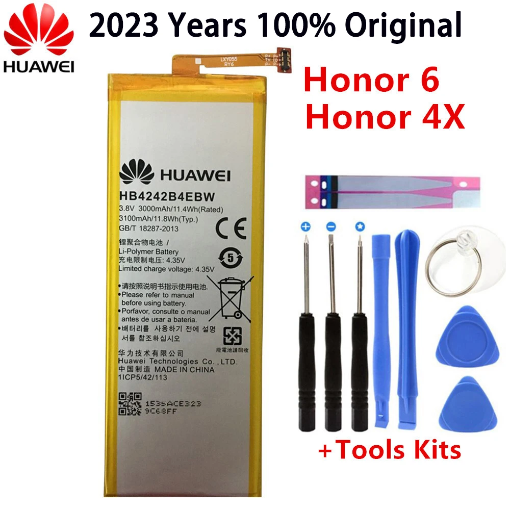 

Оригинальный литий-ионный аккумулятор для телефона Huawei HB4242B4EBW, для Huawei honor 6 искусственных задних планшетов, искусственных задних планшетов, 4x3000 мАч