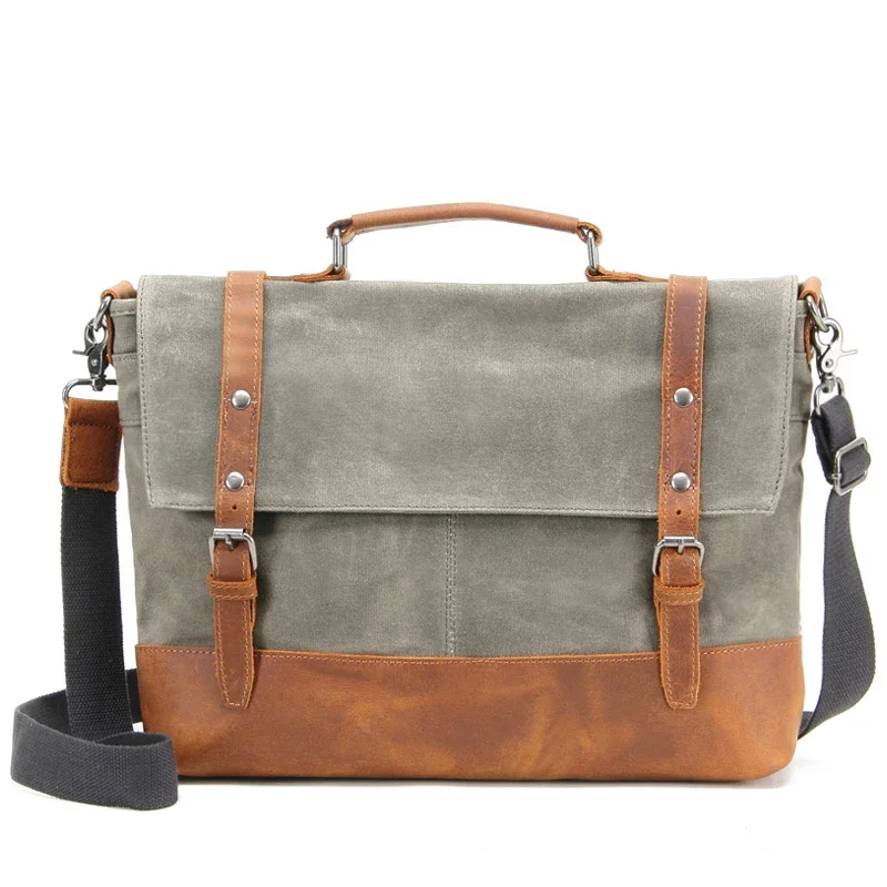 

Briefcase Canvas Bag Travel Quality Working High Men Dropshipping Laptop Shoulder Leather Male Support