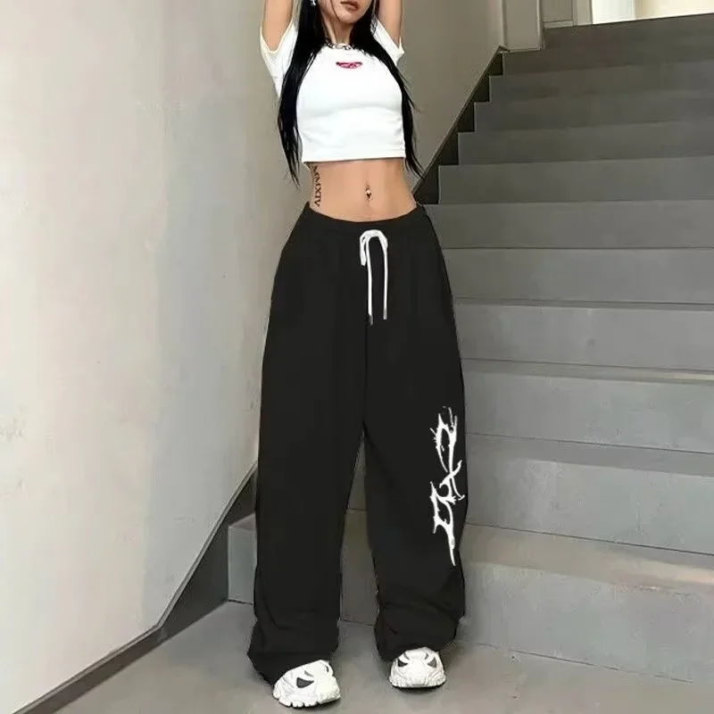 아메리칸 루즈 스트레이트 3D 프린팅 힙합 재즈 댄스 스웨트팬츠 속건성 와이드 레그 캐주얼 레이지 스타일 스포츠 트라우저