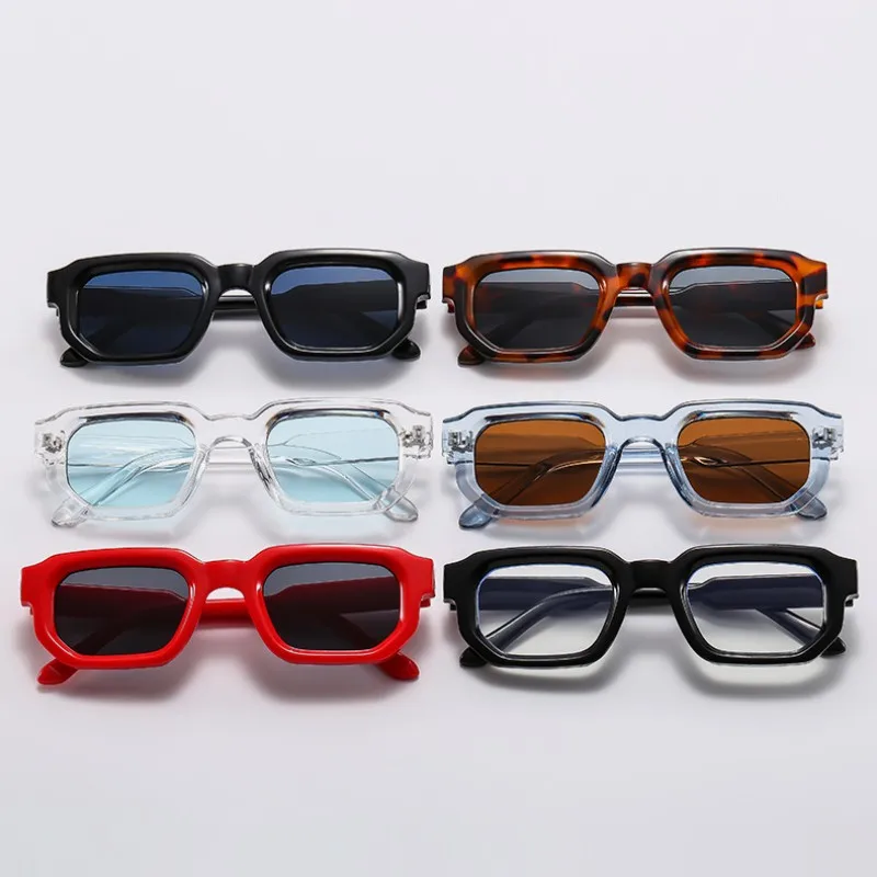 Fashion Blue Retro Luxury Designer Sunglasses with Clear Lens and UV400 Protection