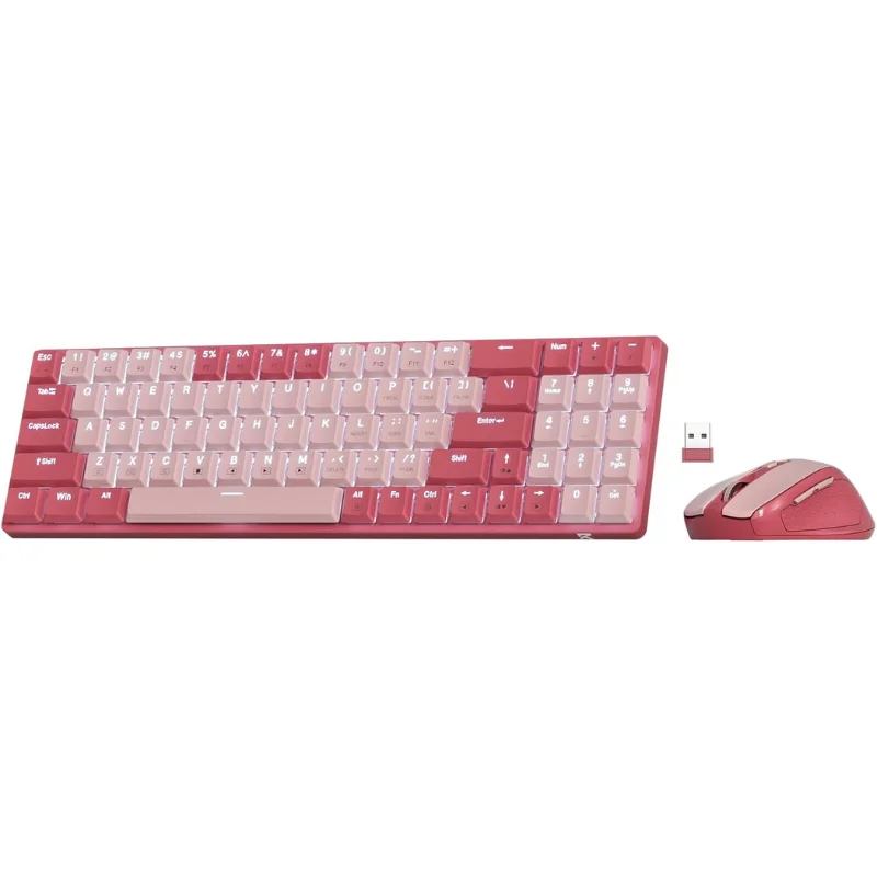 Set composto da tastiera e mouse Redragon BS8772: tastiera meccanica wireless a basso profilo a 78 tasti con frequenza di 2,4 GHz e mouse ergonomico con risoluzione di 2400 DPI._voghion.com