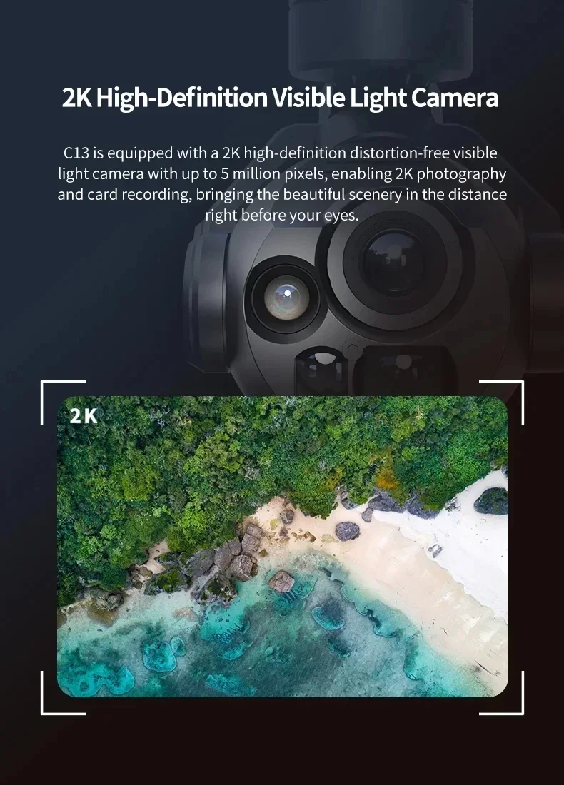 Skydroid C13 HD Camera with 30x Zoom and 3-Axis Gimbal, Features Auto Target Loc