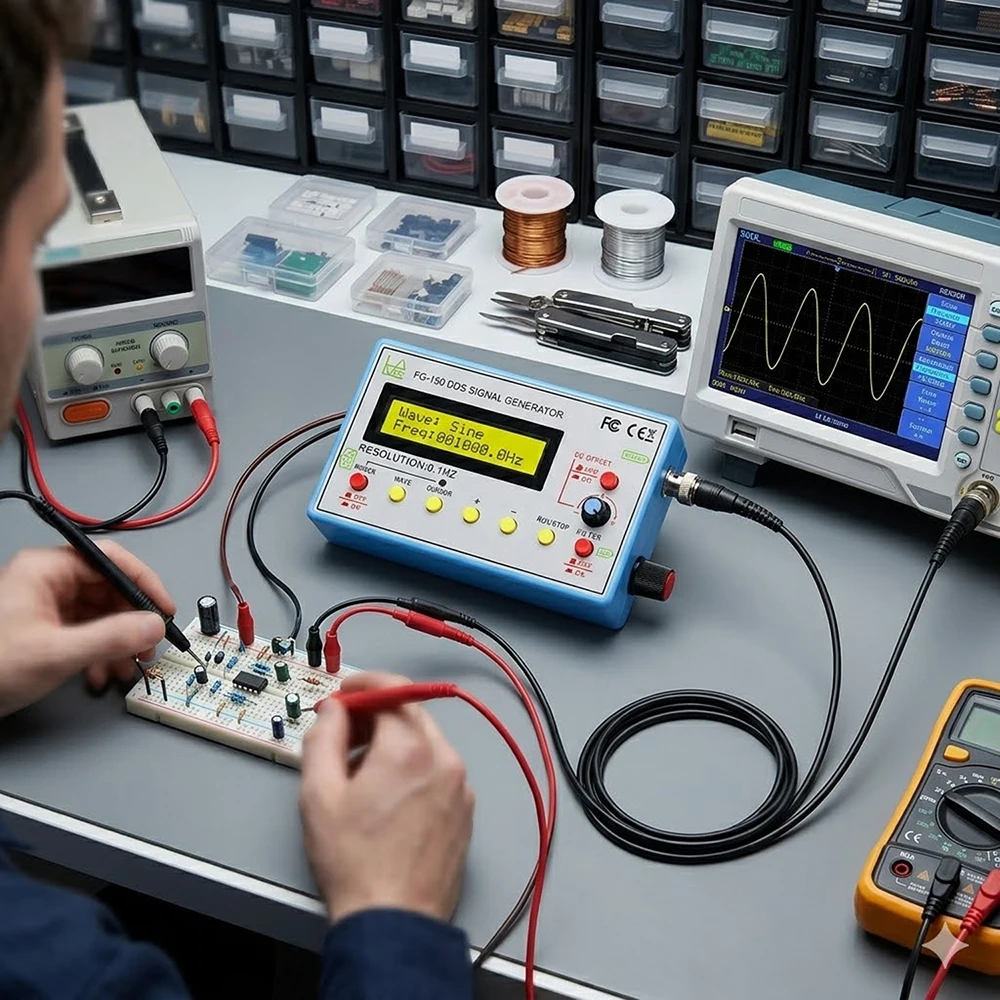 Advanced DDS Function Signal Generator Frequency Counter with Adjustable Waveforms and Duty Cycle, 0.1Hz - 500KHz Range
