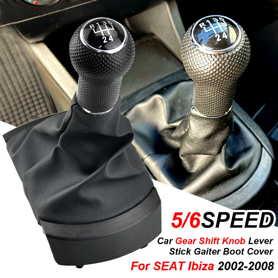 Versnellingspook Voor SEAT Voor Ibiza 2002 2003 2004 2005 2006 2007 2008 5/6 Speed ​​Auto Pookknop Hefboom Stick Gaiter Boot Cover Kraag Stofkap Shifter Pookknop (Color : 5 Speed
