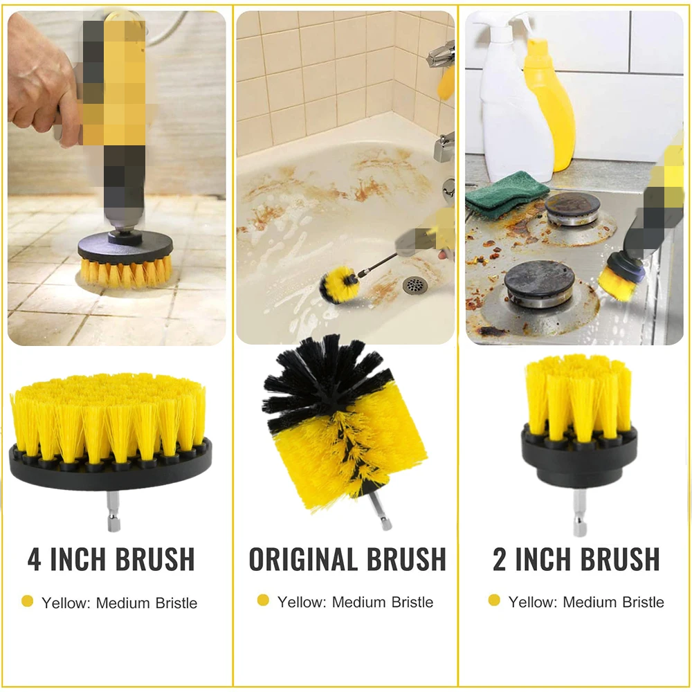 3Pcs Power Drill Brush Attachment - Grout Cleaner for Tile Floors Drill  Brush Set Bathroom Cleaner for Pool Tile Tub Shower Scrubber for Cleaning 