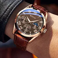 Montre-bracelet à quartz en cuir PU pour hommes, montres d'affaires, cadeaux de mode de luxe, calendrier masculin 1
