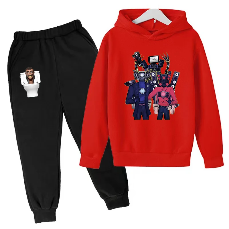 

New Skibidi Toilet Clothes Kids Long Sleeved Sportswear Boys Girls Fun Print Hoodie Top+Pants 2P 3-13Y Jacket Fashion Casual Set