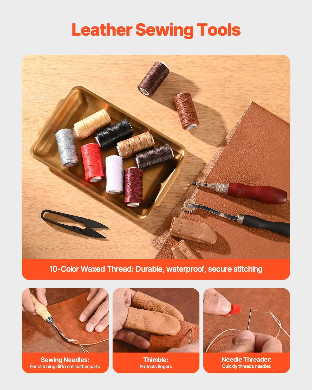 Leather Craft Tools Kit with Storage Bag for Sewing and Engraving