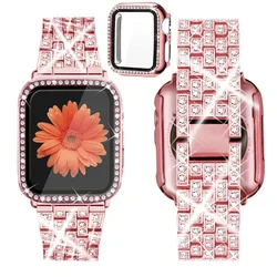 Elegant Diamond Band and Protective Cover Bundle - 42mm Series 10 (Pink gold 04)