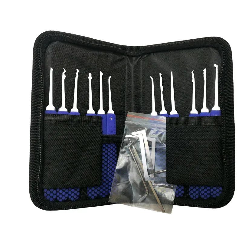 17 pièces bleu/noir poignée serrurier outils débutant formation serrure Kit serrurier serrure cueillette professionnel multi-outil