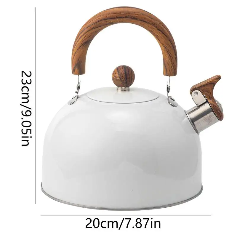 2.5L Stainless Steel Whistling Tea Kettle Induction Cooker Compatible Water  Kettle Loud Whistle Alert Wooden Handle Tea Pot - AliExpress