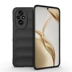 Shockproof Rubber Silicone Protective Bumper Case - For Honor 200 5G, 6.7 Inch (Black)
