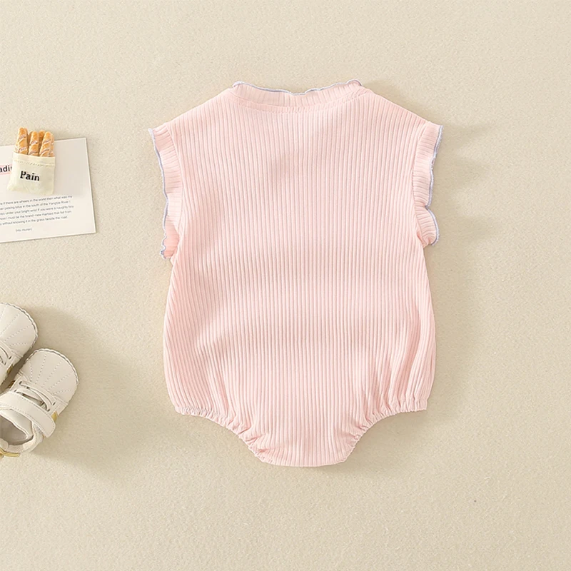 Citgeett 여아용 여름 바디수트, 꽃 골지 니트 민소매 점프수트, 캐주얼 의류