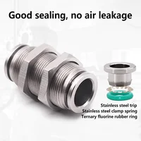 10PCS PM 304 Stainless Steel Fitting Metal Pneumatic Quick Coupling -4/6/8/10/12/14/16mm Push In air Hose Connector 2